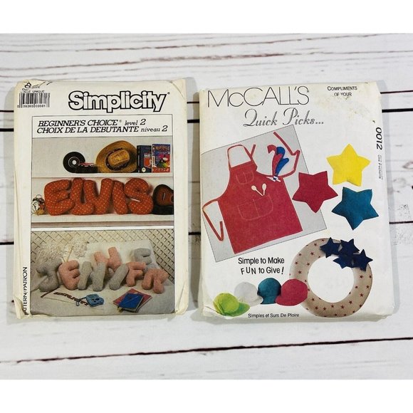 Simplicity McCalls Craft Sewing Patterns Alphabet Pillows Pet Bed Apron Necktie - Picture 1 of 7